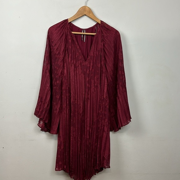 Anthropologie Toulon Pleated Mini Dress in Plum Sz S - Picture 7 of 14